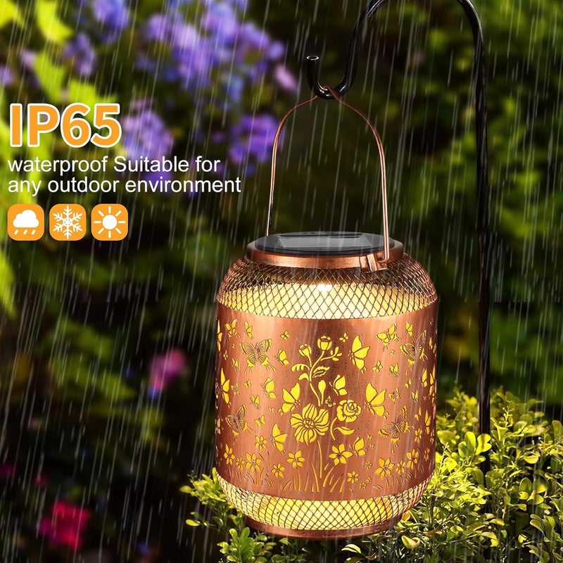 Doogarden Butterfly Solar Lanterns Outdoor, Birthdays Gifts for Women Mom Grandma, Metal Waterproof Hanging Hollow Out Garden Decorative Solar LED Light for Yard, Patio, Lawn, Porch, Backyard - Image 5